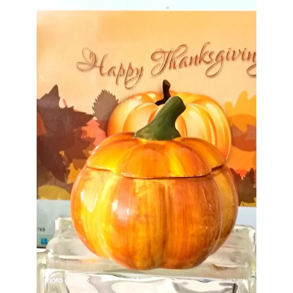 Tien Hsing Int'l Trading Company LTD Ceramic Pumpkin Candy Corn Holder~VTG~